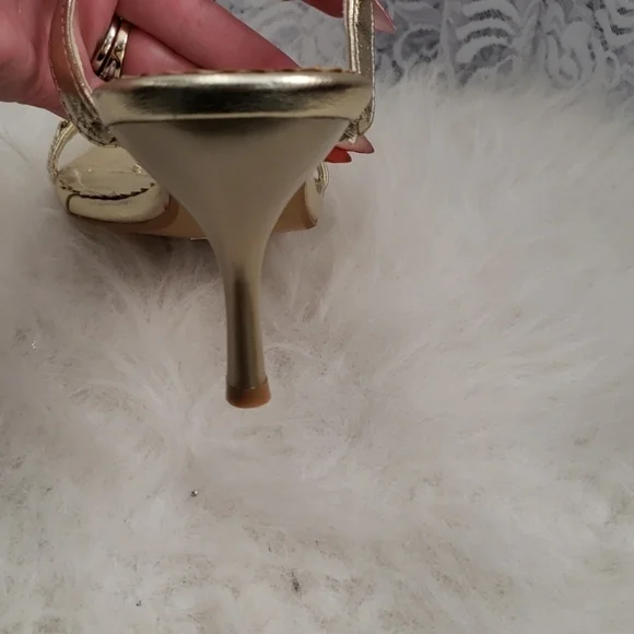 Metallic Gold Heels with Topaz Rhinestones - Picture 4 of 4